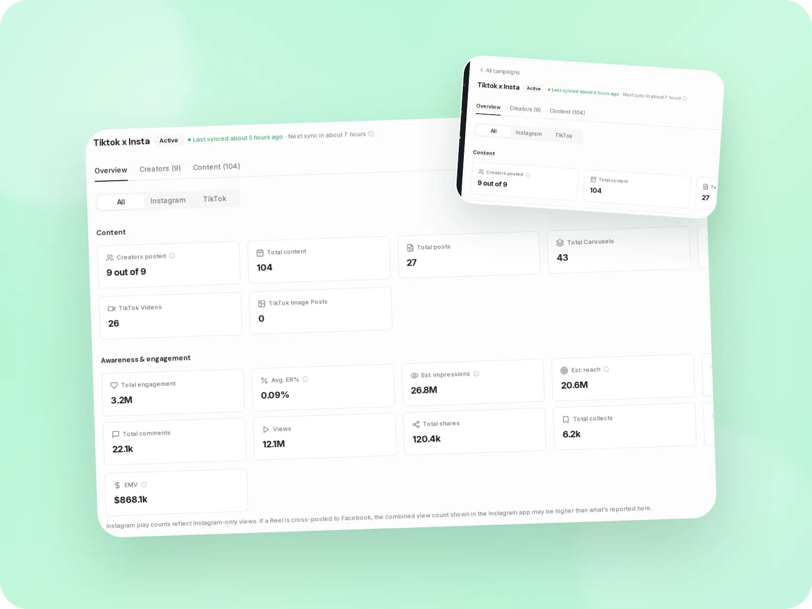 Leewou campaign dashboard showing tracked creator posts and reach per post