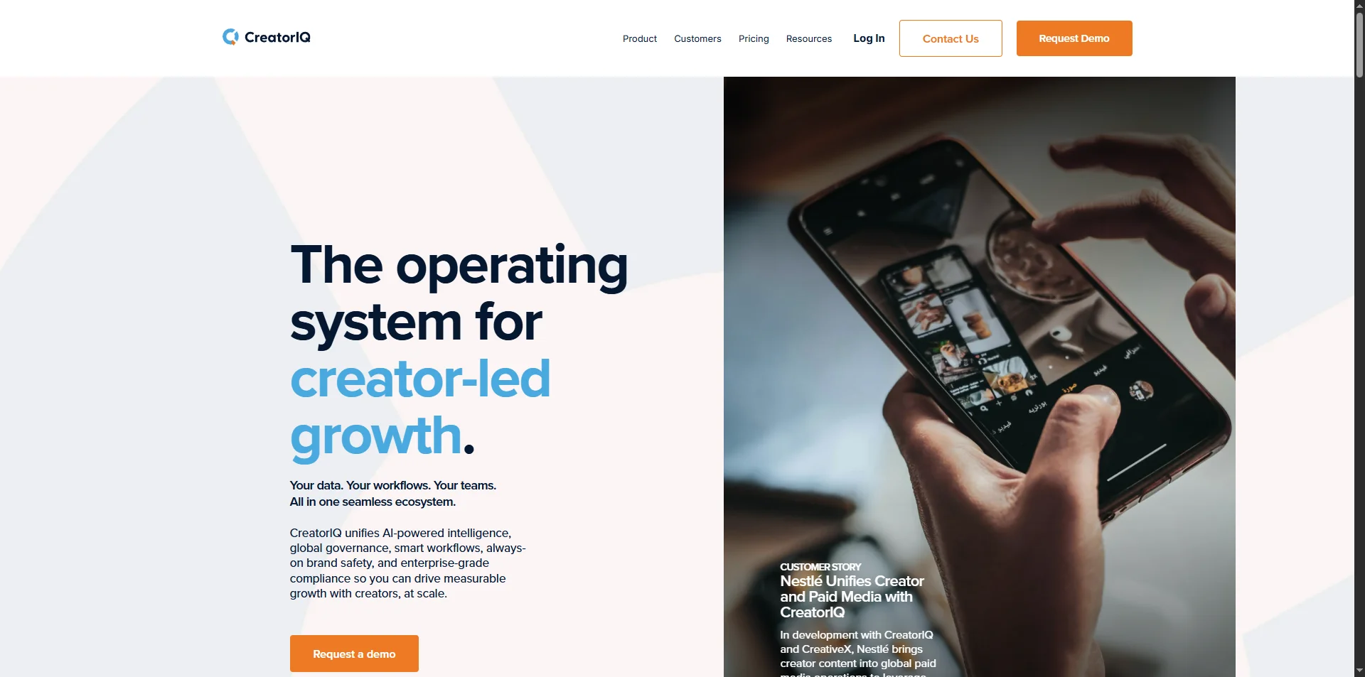 CreatorIQ homepage screenshot
