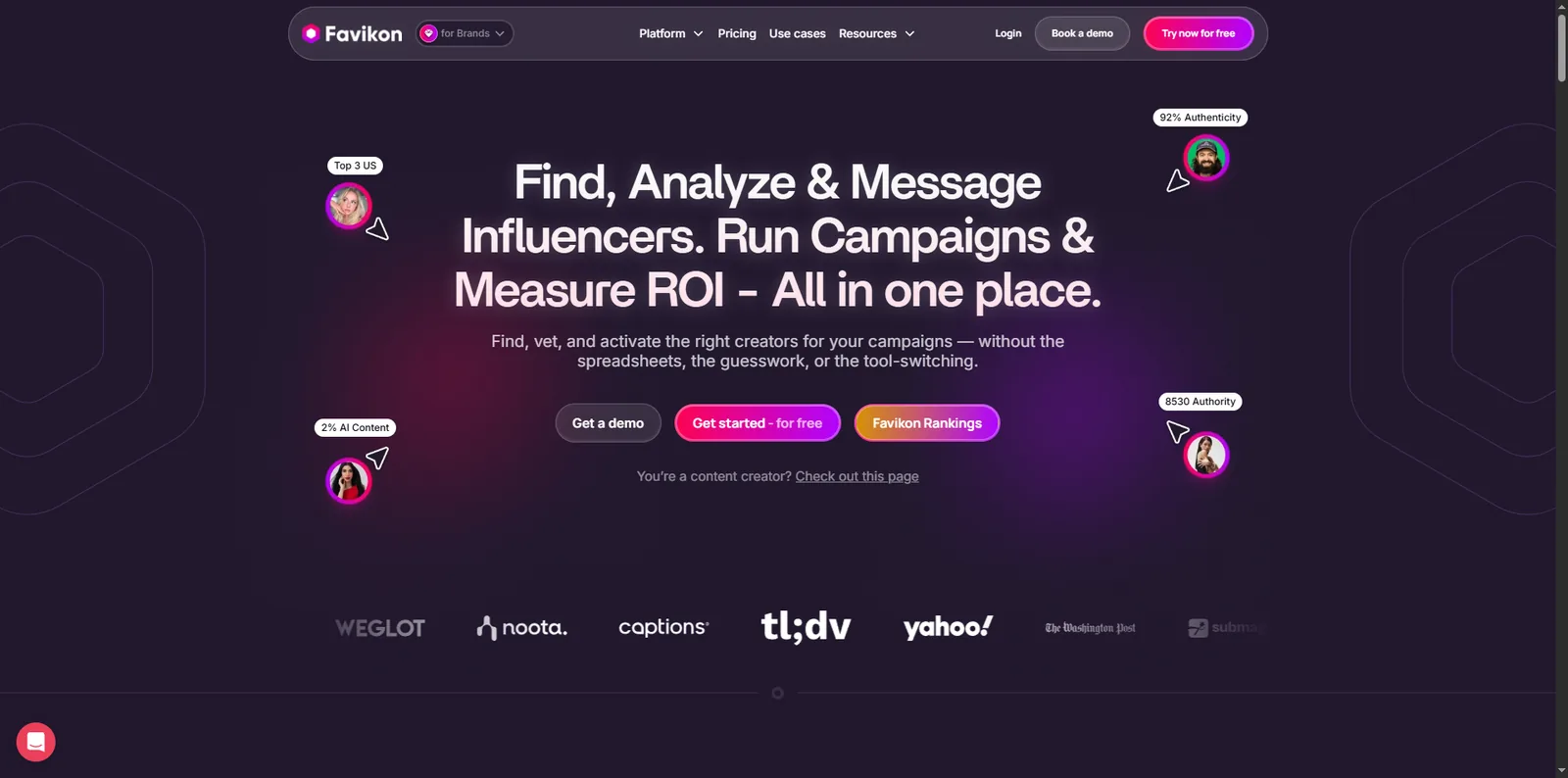 Favikon homepage screenshot