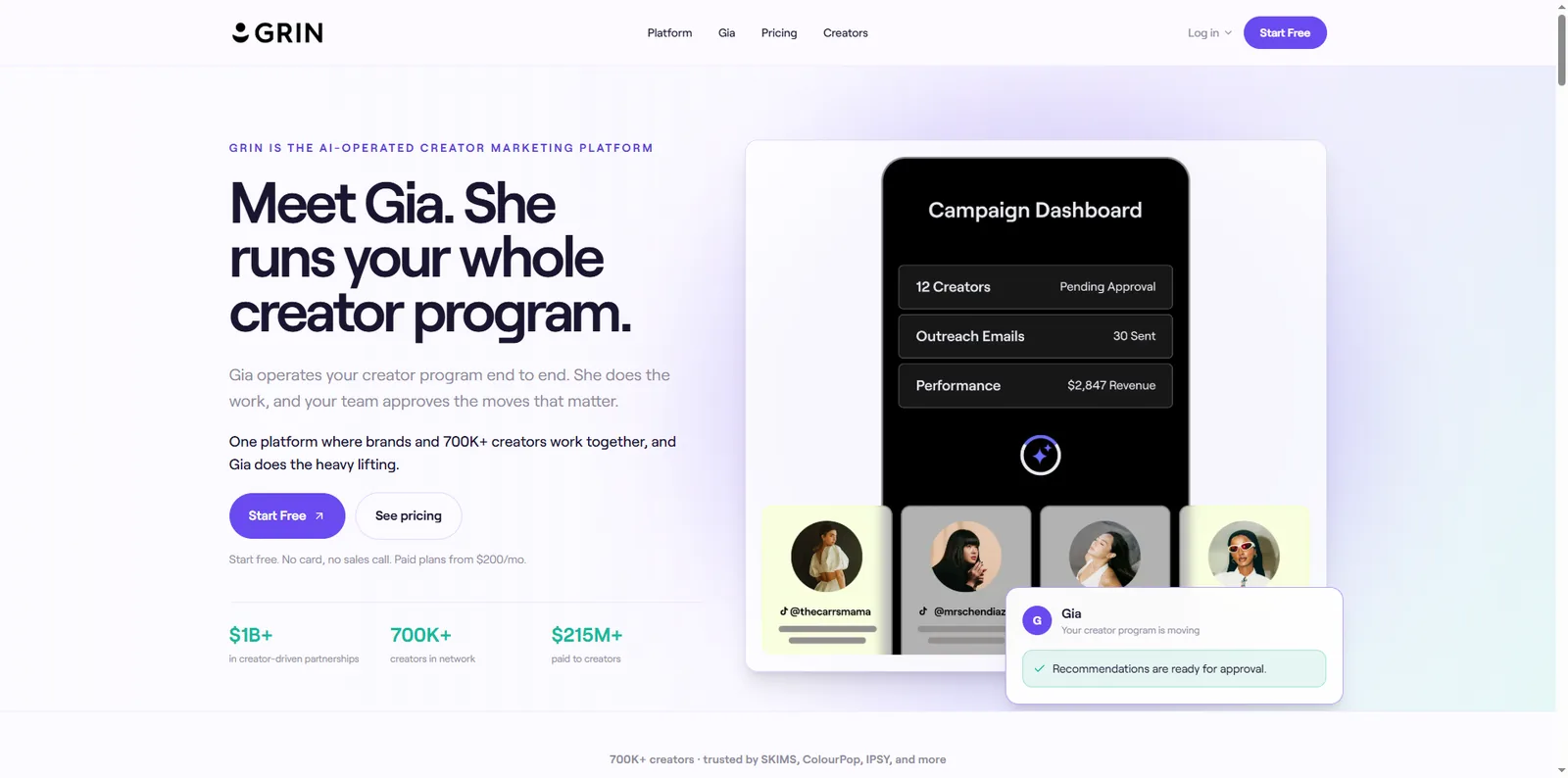 GRIN homepage screenshot