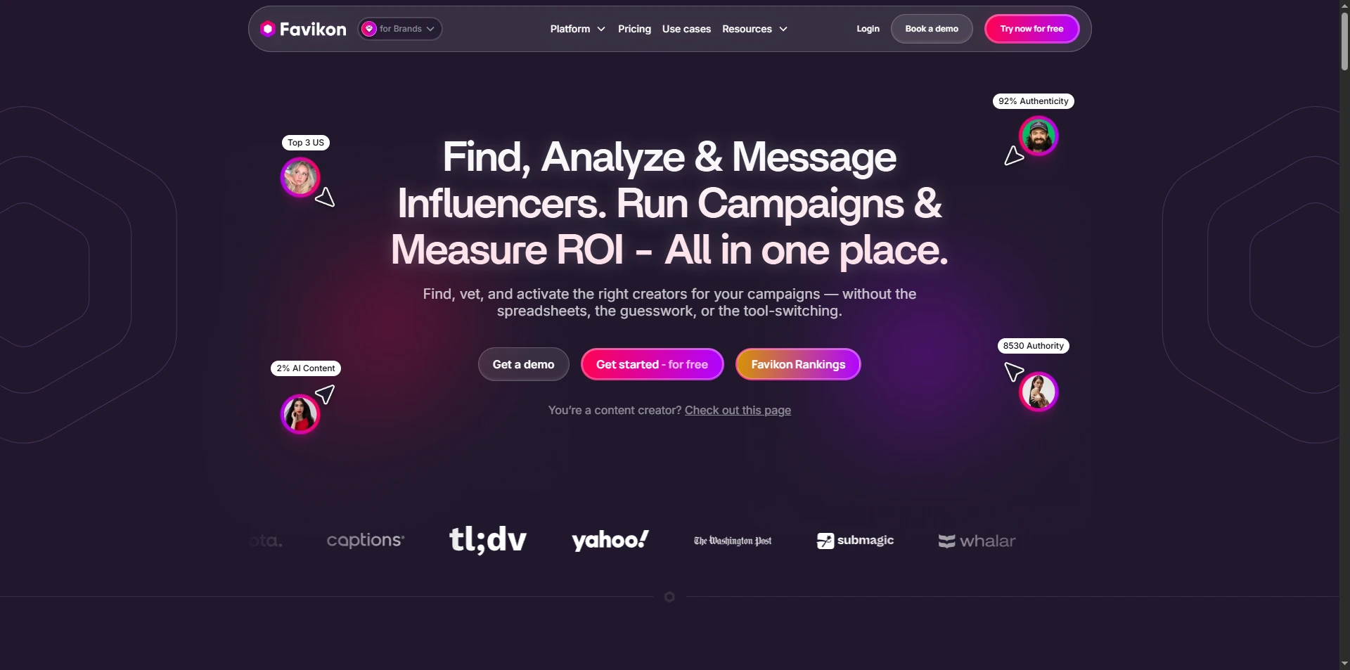 Favikon homepage screenshot